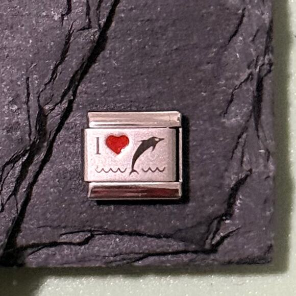 I ❤️ Dolphins Italian Charm Bracelet Link - Picture 1 of 1